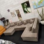 *SHOWROOMMODEL | *NIEUW | Hoekbank | Ribstof | Bank | Sofa, Hoekbank, Modern design bruin ribstof u bank hoekbank bankstel, Dongenseweg 13e, 5121 PB Rijen