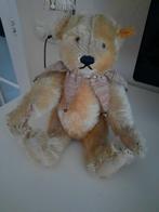 Oude Steiff beer met knoop en vaantje en geluid., Antiek en Kunst, Ophalen of Verzenden