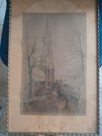 Ets van Marius Janssen van de nieuwe kerk van Delft, Antiek en Kunst, Ophalen of Verzenden