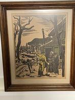 Houtsnede Franken, J. Pzn. Boer en Boerin in gesprek, Antiek en Kunst, Kunst | Etsen en Gravures, Ophalen of Verzenden