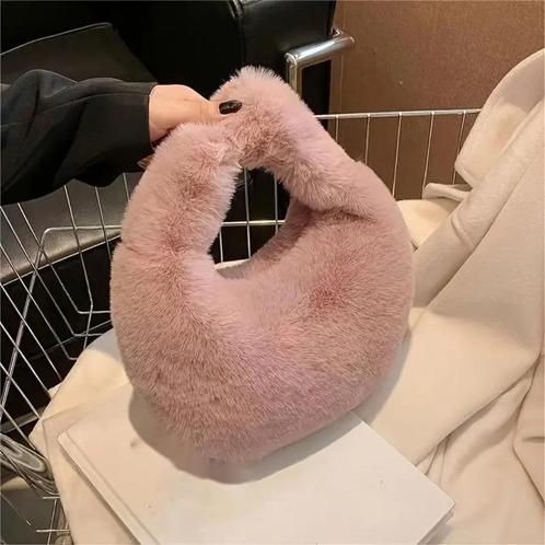 Enige tas in oudrose nepbont, Sieraden, Tassen en Uiterlijk, Tassen | Damestassen, Nieuw, Overige typen, Roze, Ophalen of Verzenden