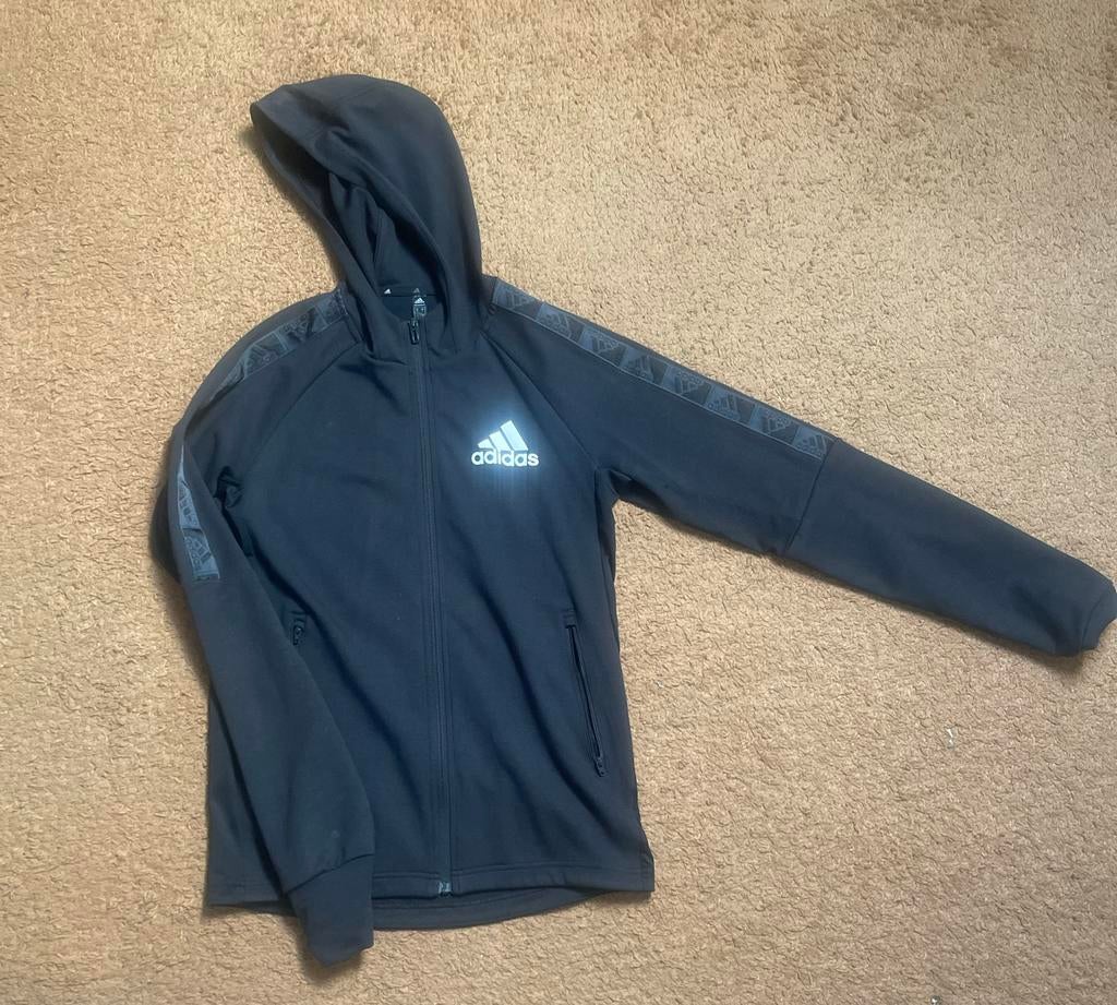 Adidas Zwart Trainingsjack Maat M, Ophalen of Verzenden, Zo goed als nieuw, Maat 48/50 (M), Zwart