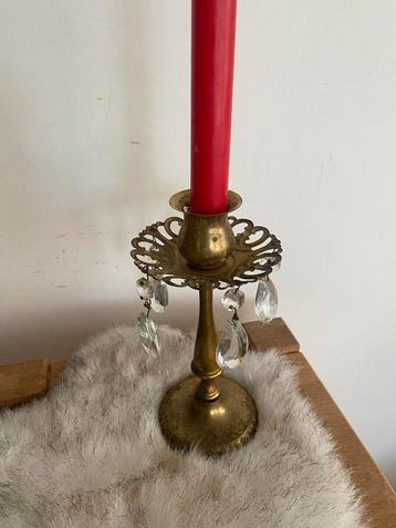Vintage Kandelaar met kristallen hangers beschikbaar voor biedingen