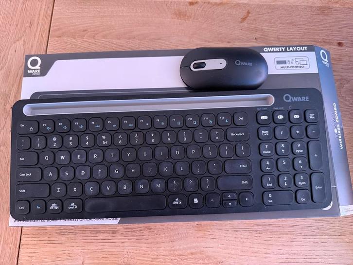 Qware Florence Draadloze Desktop Set - Nieuw!, Computers en Software, Toetsenborden, Nieuw, Qwerty, Draadloos, Toetsenbord en muis-set