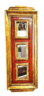 Italiaanse houten gedoreerde spiegel., Huis en Inrichting, Minder dan 50 cm, Ophalen of Verzenden, Zo goed als nieuw, Minder dan 100 cm
