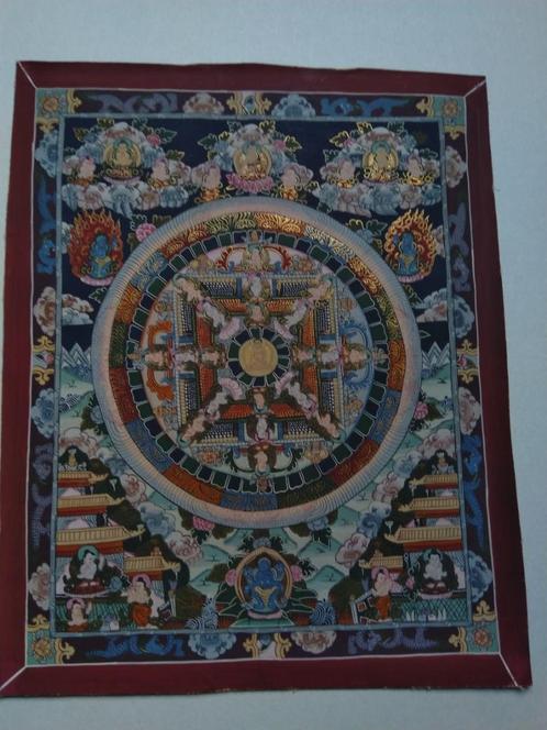 Grote wiel Mandala Thangka, Antiek en Kunst, Kunst | Niet-Westerse kunst, Ophalen of Verzenden