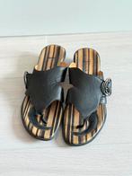 Think! Leren teenslipper muiltjes met lage hak maat 40, Zwart, Zo goed als nieuw, Sandalen of Muiltjes, Ophalen of Verzenden