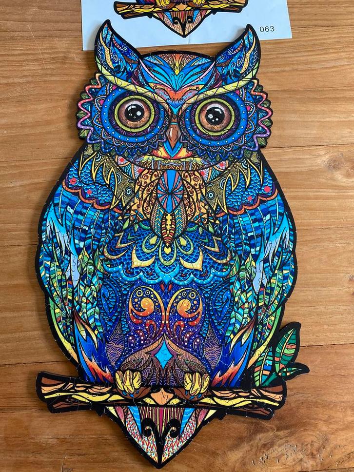 houten puzzel : mystery owl / uil - A3 formaat, Hobby en Vrije tijd, Denksport en Puzzels, Gebruikt, Legpuzzel, Minder dan 500 stukjes