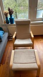 Ikea poang hangstoel schommelstoel oorstoel met voetenbankje, Huis en Inrichting, Ophalen, Zo goed als nieuw, Minder dan 50 cm