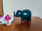 Prachtig beeldje van een olifant in de kleur petrol, Verzenden, Zo goed als nieuw
