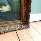 🍀 Lucky Vintage Tropisch schilderij brocante gouden lijst, Ophalen of Verzenden