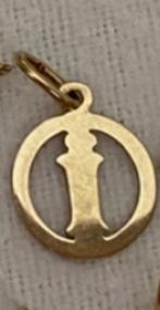 Echt gouden 585 letter i hanger, Verzenden, Zo goed als nieuw, Goud
