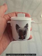 Suikerpotje van porselein met Chinese Crested hond B7xH8cm, Ophalen of Verzenden, Zo goed als nieuw, Hond of Kat, Beeldje of Figuurtje