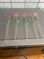 5 murano glas roze bloemen 20 cm lang vaste prijs 15 euro, Zo goed als nieuw, Verzenden