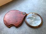Leuk klein vergrootglas /loep in lederen houder / etui, Ophalen of Verzenden, Gebruikt, Vergrootglas of Loep