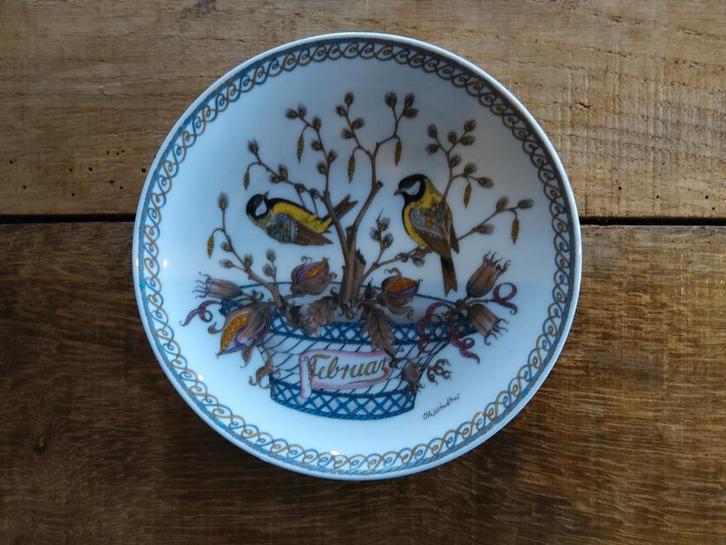 Bord "Februari koolmees"., Antiek en Kunst, Antiek | Wandborden en Tegels, Ophalen