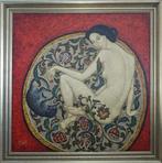 schilderij - Popov - Flora avec chat, Antiek en Kunst, Ophalen of Verzenden