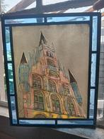 glas in lood raamhanger met afbeelding De waag,  Deventer, Ophalen