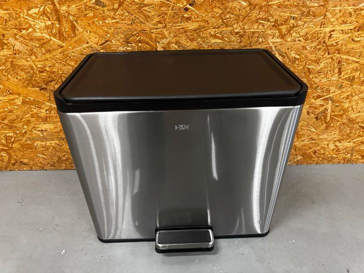 EKO Ecocasa Pedaalemmer 3x15L - Afvalscheiding, Huis en Inrichting, Woonaccessoires | Prullenbakken, Zo goed als nieuw, Rvs, 50 tot 75 cm