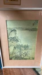 Vintage prent van Chinese rolschildering Wang Hui in lijst, Ophalen of Verzenden