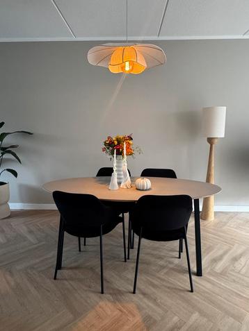 Ovale Eettafel (Fenix kleur Beige Arizona) & eetkamerstoelen