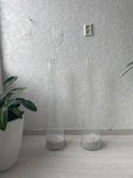 Twee Hoge Doorzichtige Vazen (1 meter), Wit, Ophalen of Verzenden, 75 cm of meer, Glas