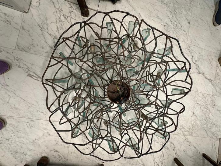 Plafondlamp (“behind frosted glass”) van Brand en Van Egmond, Huis en Inrichting, Lampen | Plafondlampen, Zo goed als nieuw, Glas