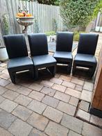 Zwarte kunstleren eetkamerstoelen met wieltjes, Huis en Inrichting, Stoelen, Ophalen of Verzenden