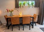Industriële Eethoek: Tafel + 4 Cognac Stoelen, Huis en Inrichting, Tafels | Eettafels, Ophalen, 50 tot 100 cm, Zo goed als nieuw