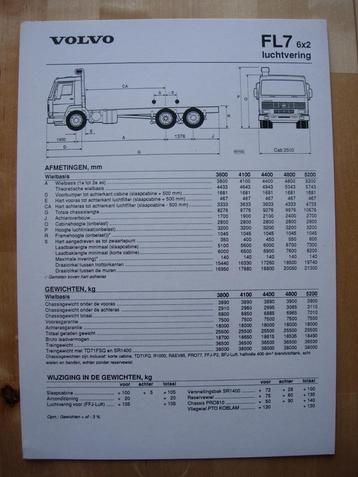 Volvo FL7 6x2 Technische Specificatie folder 1990 beschikbaar voor biedingen