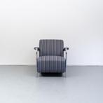 1x Leolux Scylla fauteuil blauw/wit gestreept, Huis en Inrichting, Fauteuils, Ophalen of Verzenden, Zo goed als nieuw, Leer