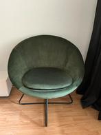 Groene velvet fauteuil - als nieuw, Ophalen, Overige materialen, Minder dan 50 cm, Minder dan 75 cm