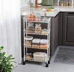 Keukentrolley - Serveerwagen - Keukenrek - 4 lagen -Trolley, Ophalen, Wit, Nieuw, 50 tot 100 cm