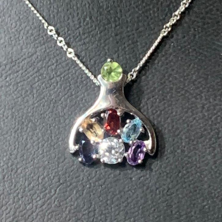 Citrien saffier amethist topaas hanger geluk intuïtie magie, Sieraden, Tassen en Uiterlijk, Kettingen, Nieuw, Zilver, Met hanger