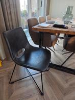 6 Leren Eetkamerstoelen - Gebruikte Staat, Gebruikt, Bruin, Ophalen of Verzenden, Metaal