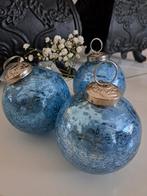 3  blauwe glazen heksenballen, Diversen, Kerst, Ophalen of Verzenden, Zo goed als nieuw