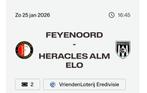2 tickets Feyenoord - Heracles, Tickets en Kaartjes, Drie personen of meer, Januari