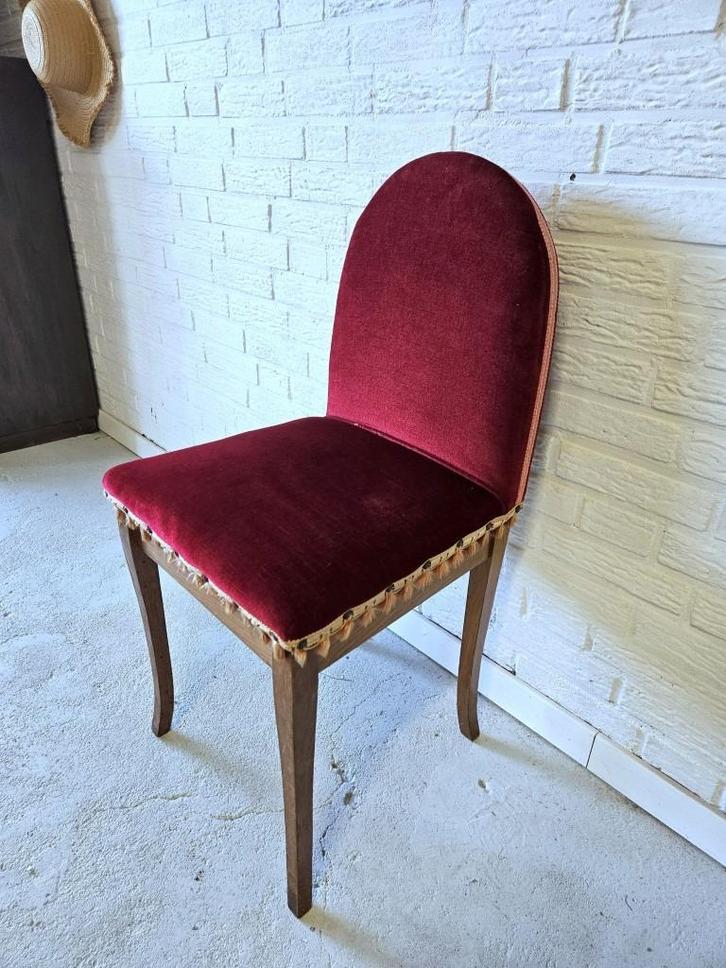 Oud Frans brocante stoeltje met fluwelen bekleding, Antiek en Kunst, Curiosa en Brocante, Ophalen