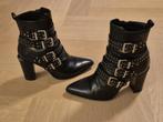 Bronx Zwarte Enkellaarzen zilvere studs gesp rits Maat 40, Bronx, Zwart, Lage of Enkellaarzen, Ophalen of Verzenden