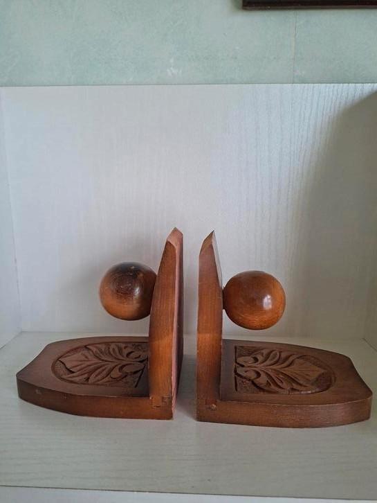 Vintage boekensteunen/ blad en bol motief/ jaren '50, Huis en Inrichting, Woonaccessoires | Wandplanken en Boekenplanken, Zo goed als nieuw