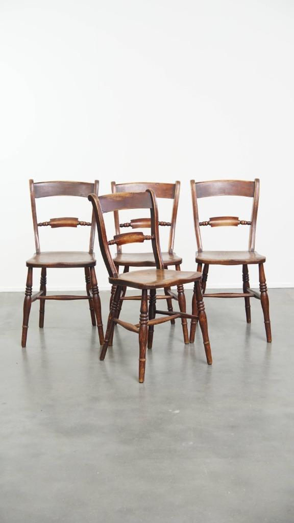 Set van 4 Engelse antieke eetkamerstoelen uit begin 1800, Antiek en Kunst, Antiek | Meubels | Stoelen en Banken, Ophalen