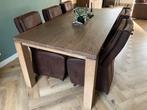 Eethoek met 6 stoelen, Huis en Inrichting, Tafels | Eettafels, Gebruikt, 100 tot 150 cm, Eikenhout, Ophalen of Verzenden