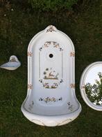 Fonteintje hoge rug, spiegel, zeepbakje, gedecoreerd, Antiek en Kunst, Ophalen