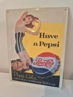 vintage reclamebord pepsi cola 60x40cm, Ophalen, Gebruikt, Reclamebord