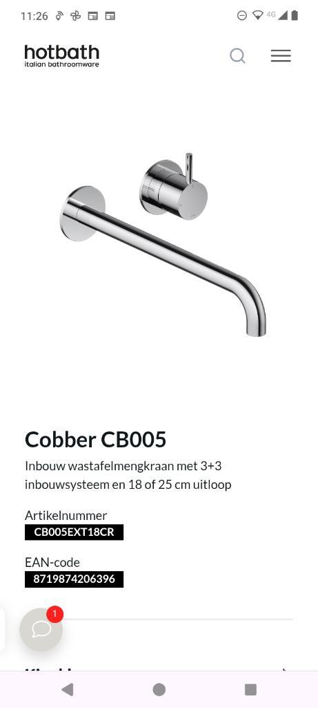 Hotbath inbouw kraan chroom wastafel (18 cm), Doe-het-zelf en Verbouw, Sanitair, Nieuw, Kraan, Chroom, Ophalen
