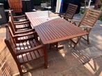 Hardhouten tuinset: tafel + 6 stoelen, Tuin en Terras, Tuinsets en Loungesets, Ophalen, Gebruikt, Eettafel, Hardhout
