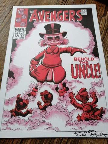 Prachtige litho Keno Don Rosa, Dagobert Duck The Avengers!  beschikbaar voor biedingen