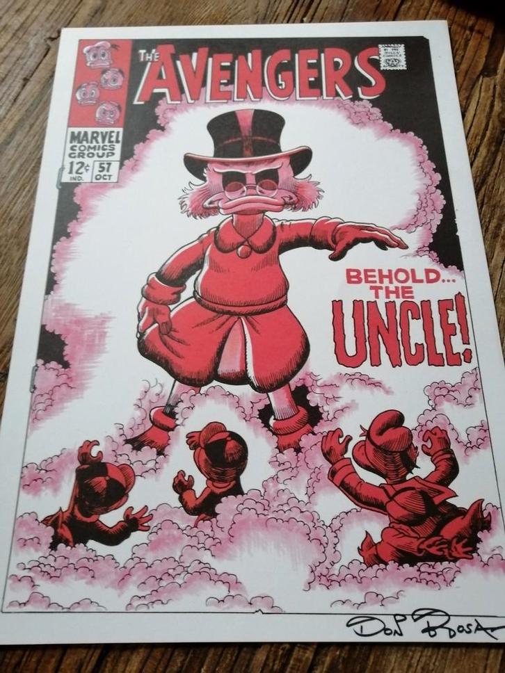 Prachtige litho Keno Don Rosa, Dagobert Duck The Avengers!, Antiek en Kunst, Kunst | Litho's en Zeefdrukken, Ophalen of Verzenden