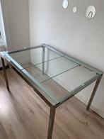 Stevige mooie glazen eettafel, Huis en Inrichting, Tafels | Sidetables, Glas, Rechthoekig, Ophalen of Verzenden, Zo goed als nieuw