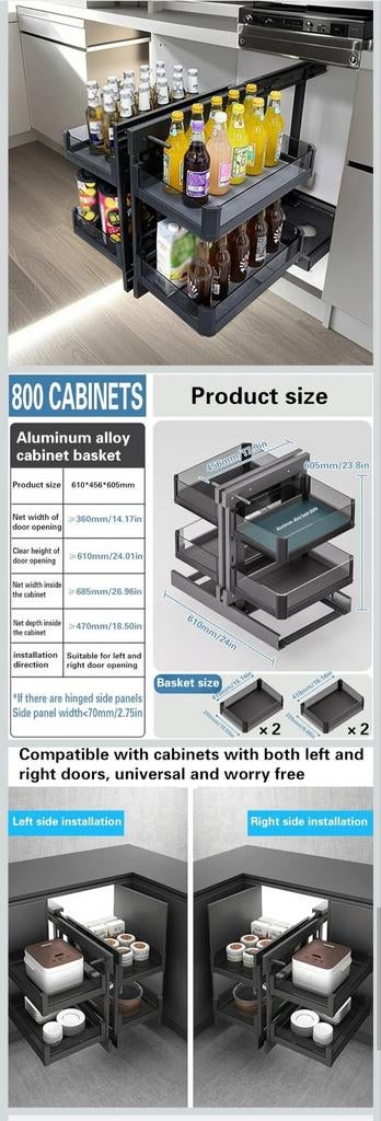 Nieuwe Keukenkast Organizer, Huis en Inrichting, Keuken | Keukenelementen, Minder dan 50 cm, Nieuw, Grijs, Ophalen of Verzenden